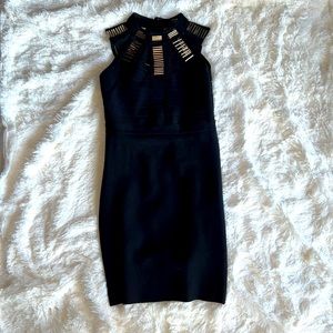 Fashion Nova BodyCon Gold Neck Goddess Dress - Size M